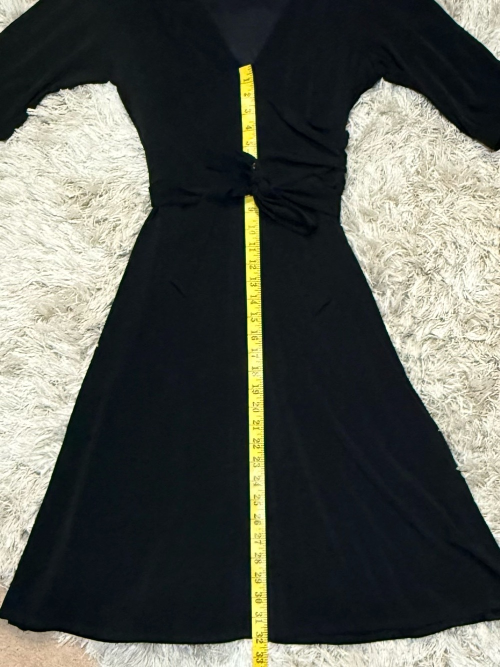 Laundry by Shelli Segal Black Midi Dress Wrap V Neck Tie Waist Size 8 - Picture 7 of 11